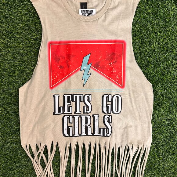 ⚫️NOT PERFECT Let's Go Girls Fringe Muscle Tank - Picture 1 of 2
